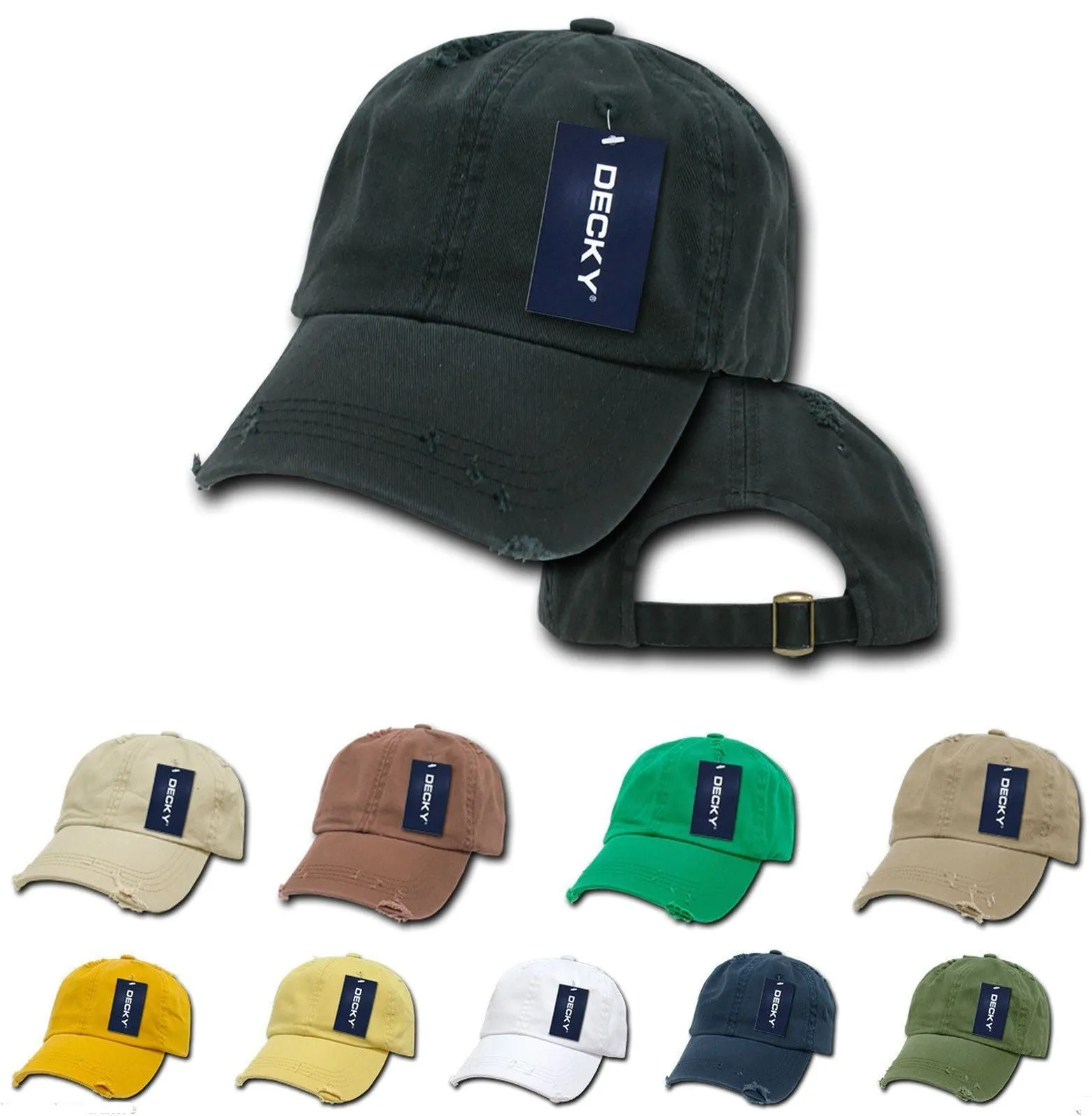 1 Dozen Decky Vintage Frayed Washed Vintage Polo Dad Hats Caps 6 Panel Wholesale