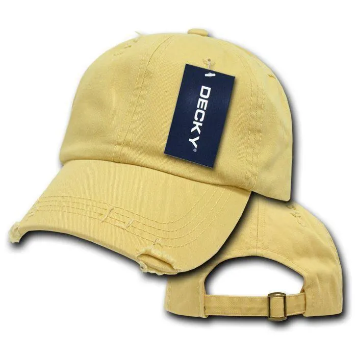 1 Dozen Decky Vintage Frayed Washed Vintage Polo Dad Hats Caps 6 Panel Wholesale