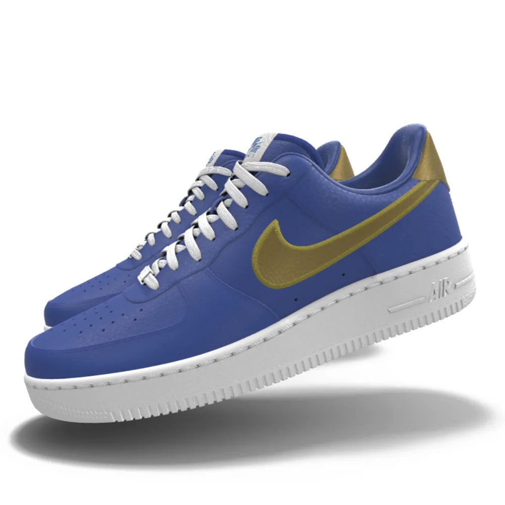 $195 NIB NEW Mens NIKE Air Force 1 Low Blue & Gold Custom Leather Shoes