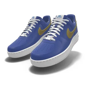 $195 NIB NEW Mens NIKE Air Force 1 Low Blue & Gold Custom Leather Shoes