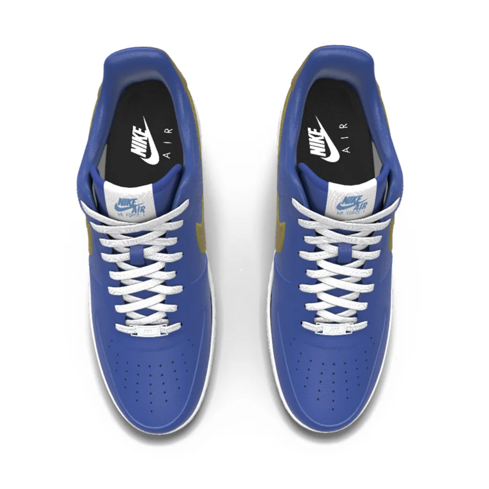 $195 NIB NEW Mens NIKE Air Force 1 Low Blue & Gold Custom Leather Shoes