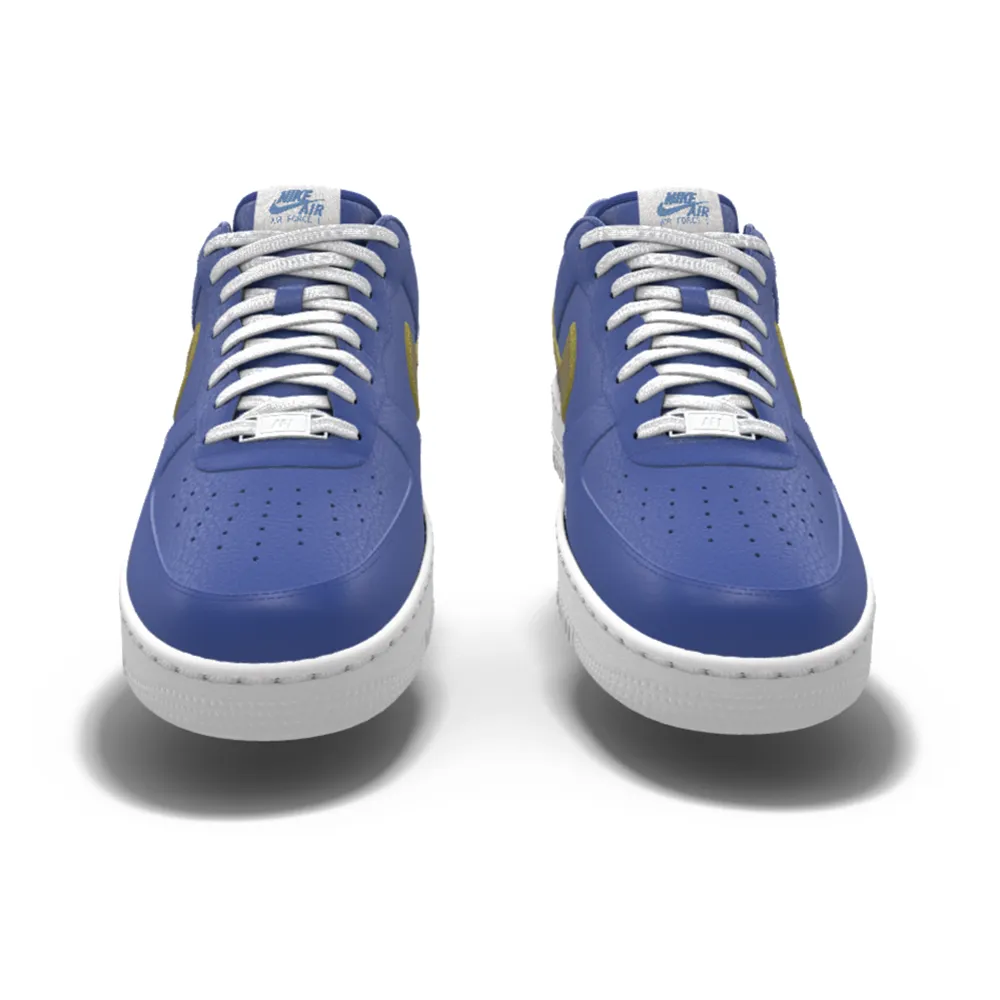 $195 NIB NEW Mens NIKE Air Force 1 Low Blue & Gold Custom Leather Shoes