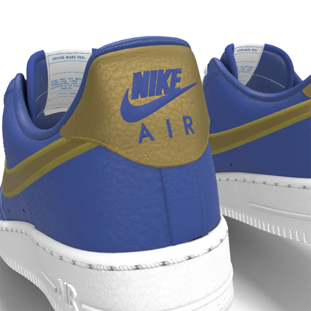 $195 NIB NEW Mens NIKE Air Force 1 Low Blue & Gold Custom Leather Shoes