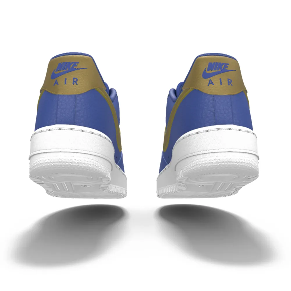 $195 NIB NEW Mens NIKE Air Force 1 Low Blue & Gold Custom Leather Shoes
