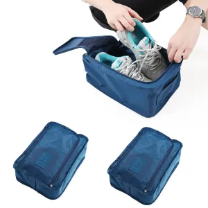 2Pcs Travel Shoe Bag Water-Resistant Shoe Pouch Portable Clothing Storage Bag Dark Blue