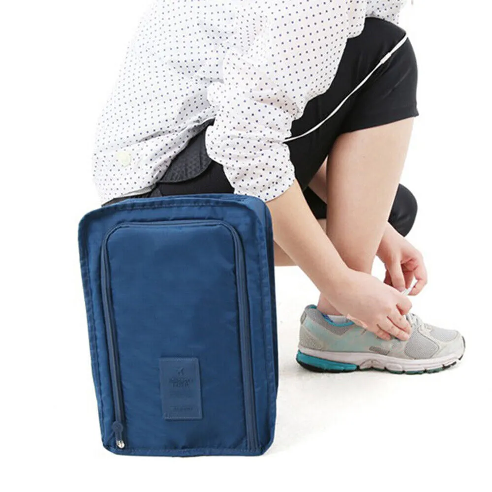 2Pcs Travel Shoe Bag Water-Resistant Shoe Pouch Portable Clothing Storage Bag Dark Blue