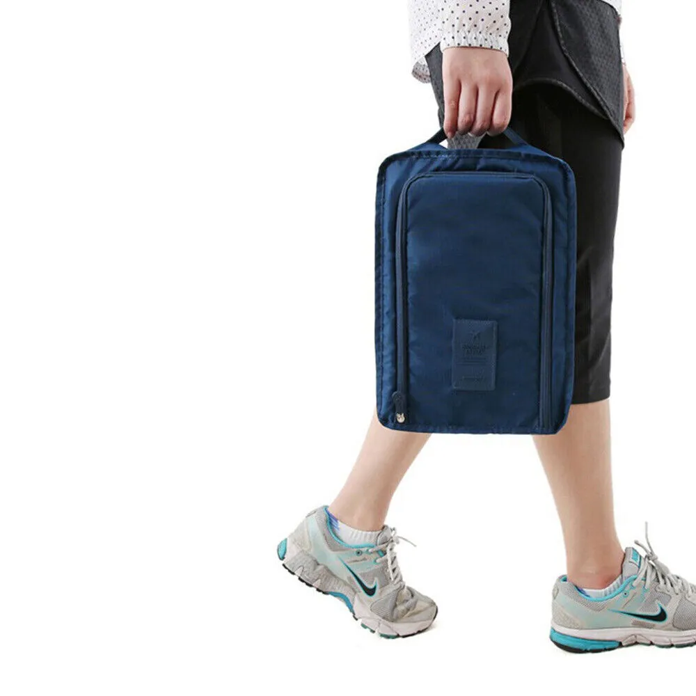 2Pcs Travel Shoe Bag Water-Resistant Shoe Pouch Portable Clothing Storage Bag Dark Blue