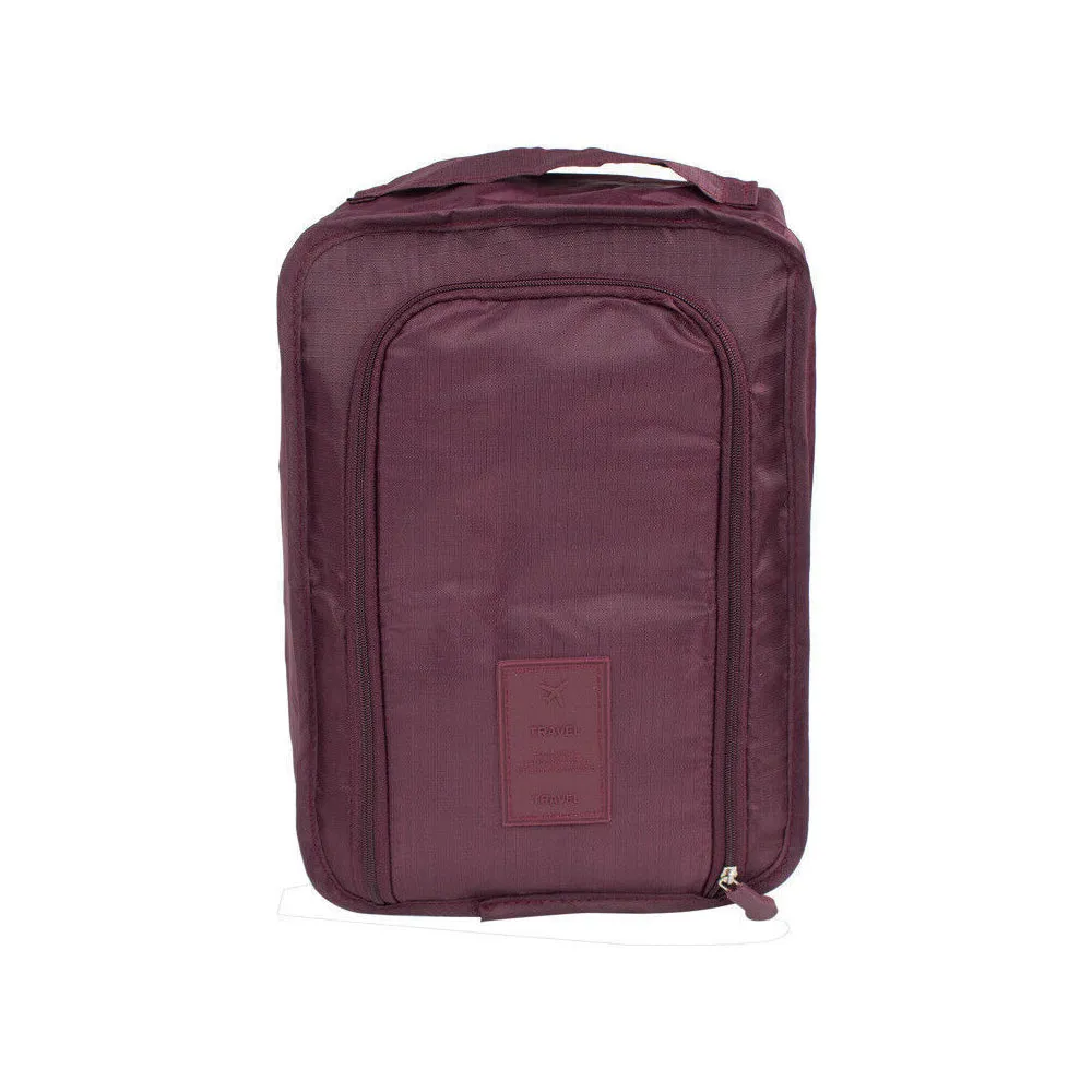 2Pcs Travel Shoe Bag Water-Resistant Shoe Pouch Portable Clothing Storage Bag Wine Red