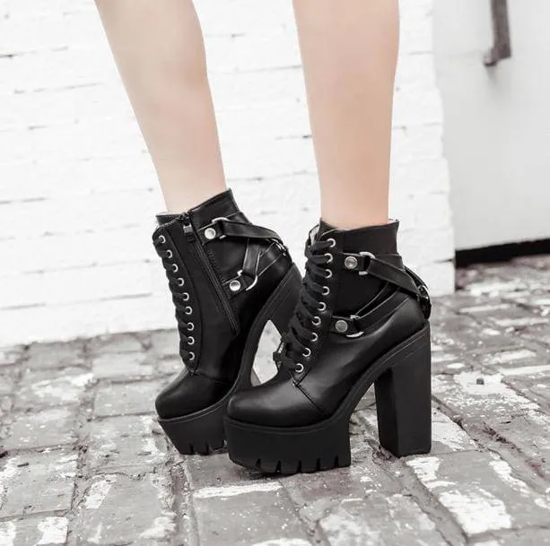 90s Style Platform Ankle Boots
