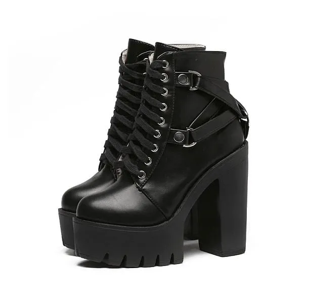 90s Style Platform Ankle Boots