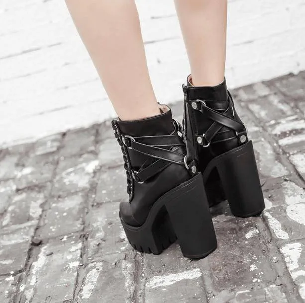 90s Style Platform Ankle Boots