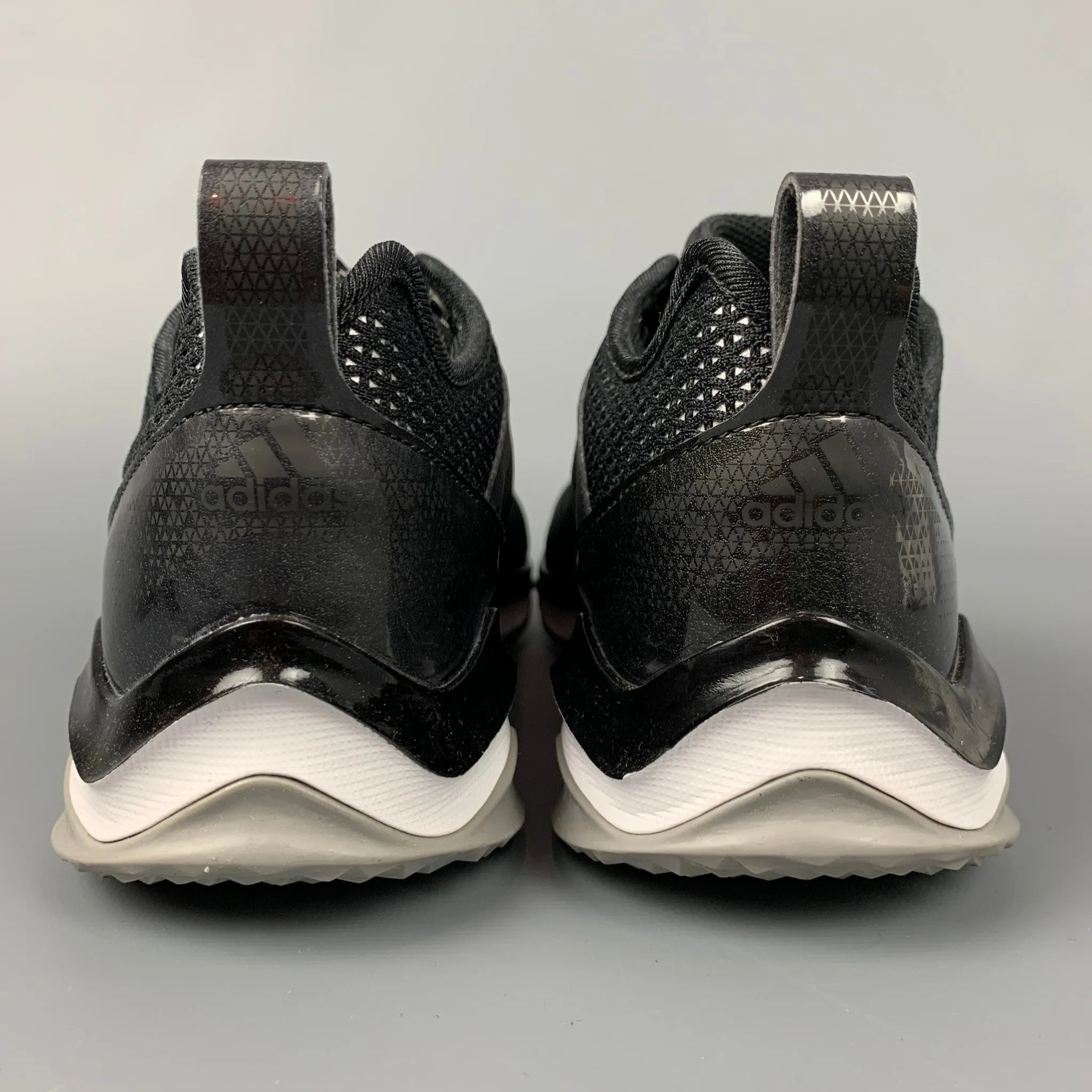 ADIDAS Size 7.5 Black & Silver Mesh Sneakers