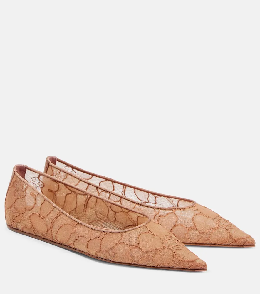 Amina Muaddi Barbara lace ballet flats
