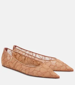 Amina Muaddi Barbara lace ballet flats