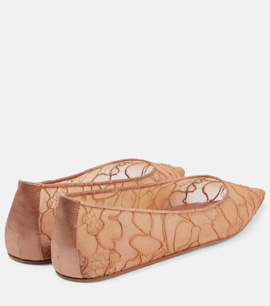 Amina Muaddi Barbara lace ballet flats