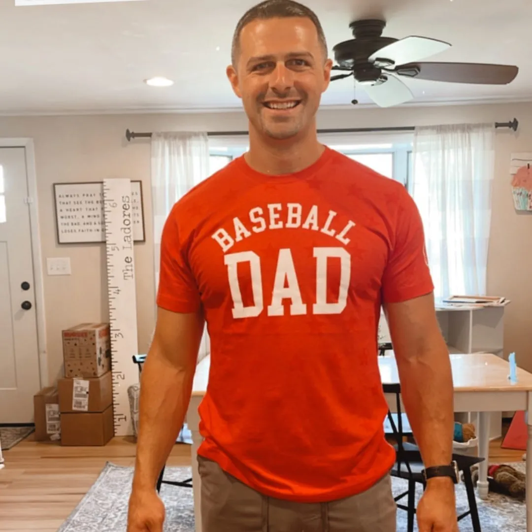 Baseball Dad - Baseball Detail on Sleeve - Unisex Tee