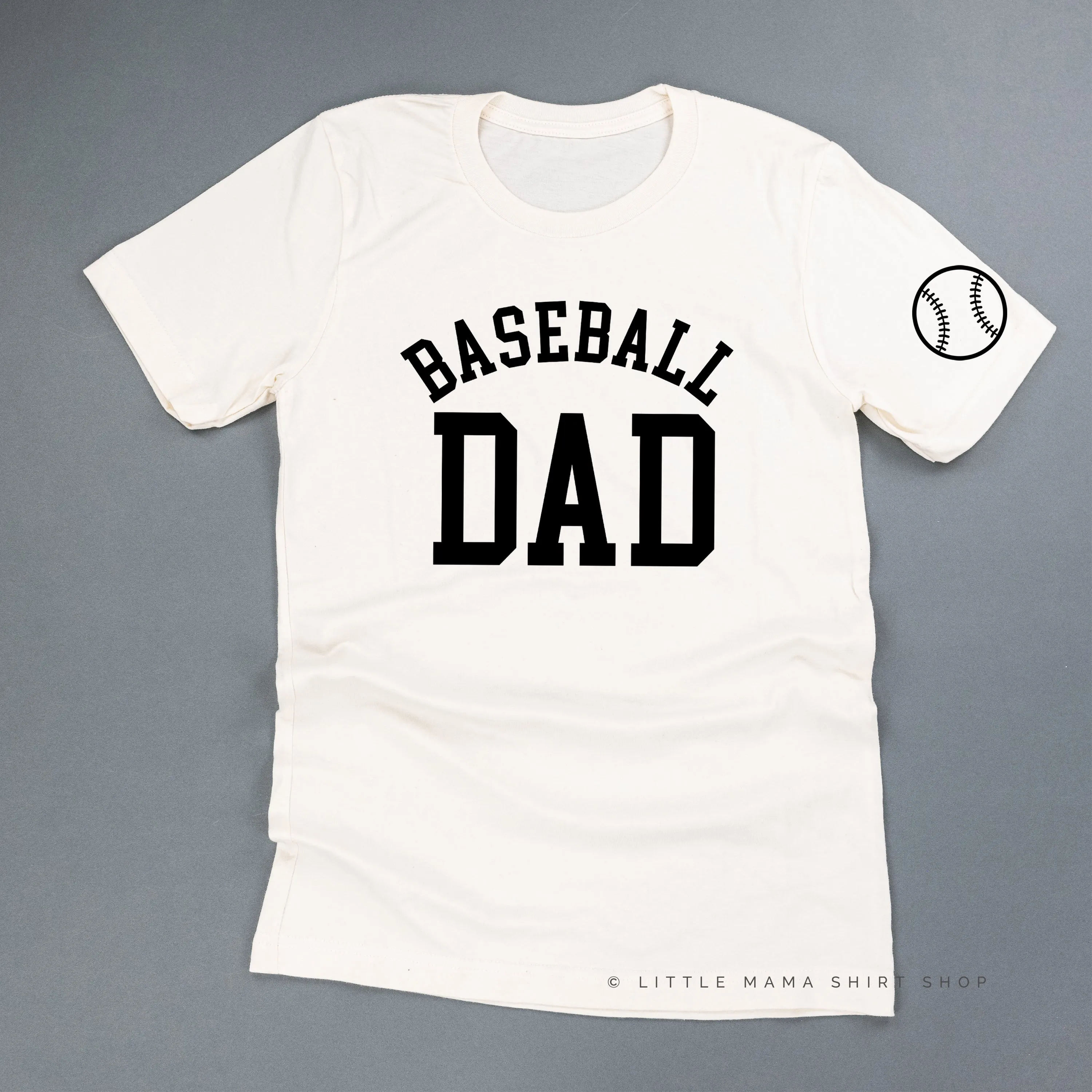 Baseball Dad - Baseball Detail on Sleeve - Unisex Tee