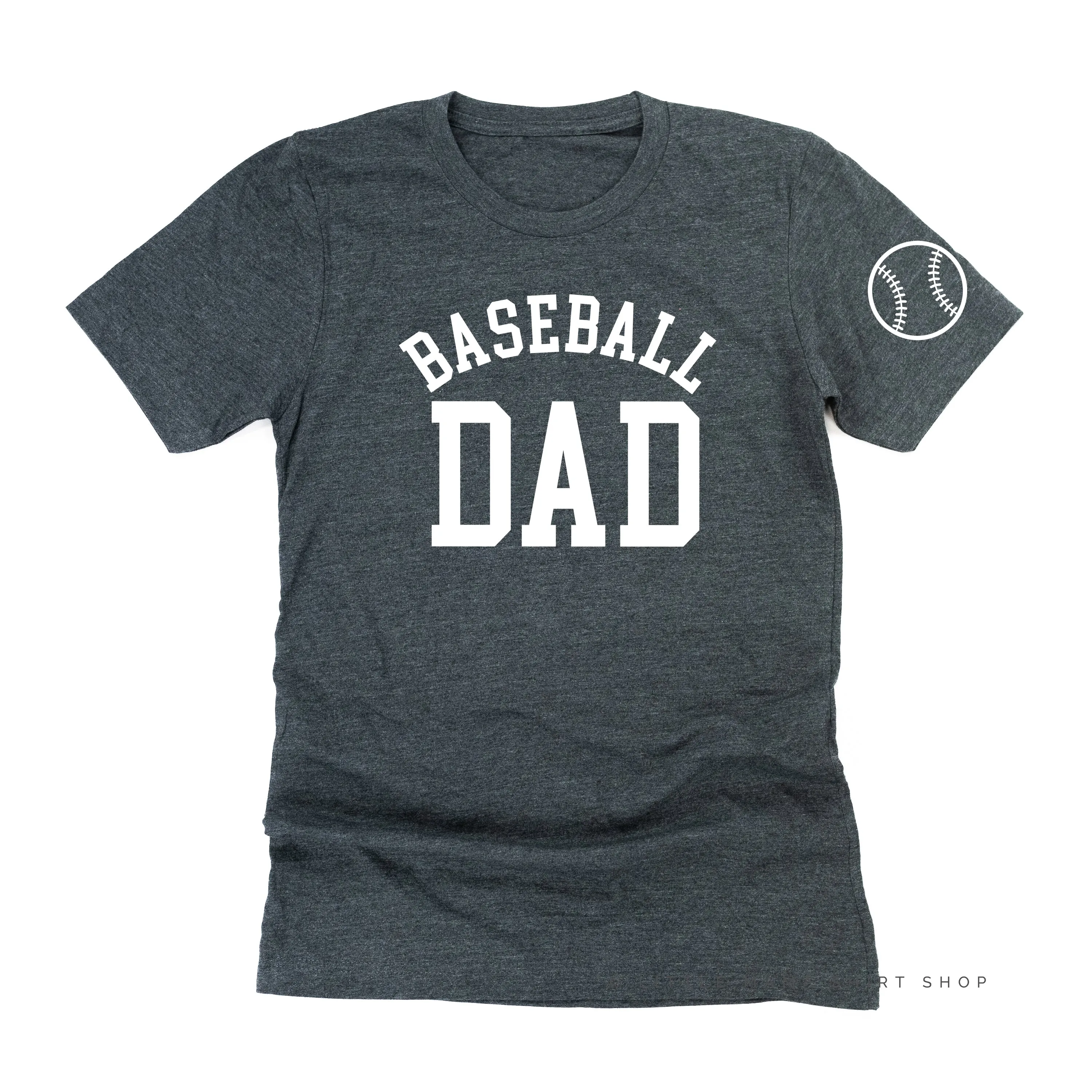 Baseball Dad - Baseball Detail on Sleeve - Unisex Tee