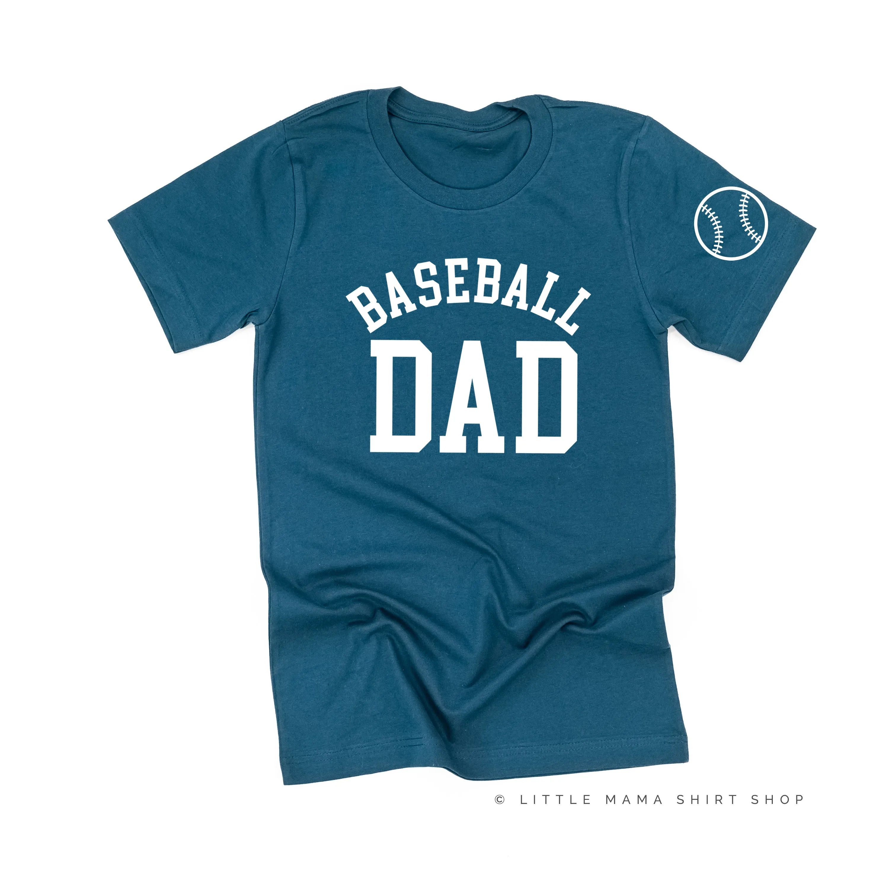 Baseball Dad - Baseball Detail on Sleeve - Unisex Tee
