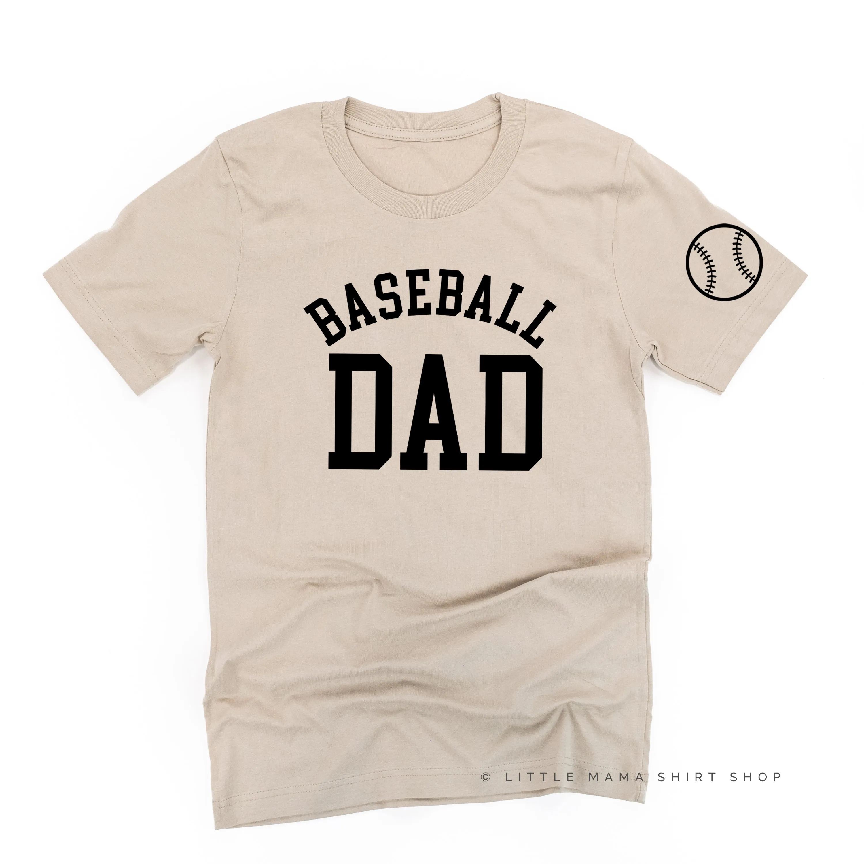 Baseball Dad - Baseball Detail on Sleeve - Unisex Tee