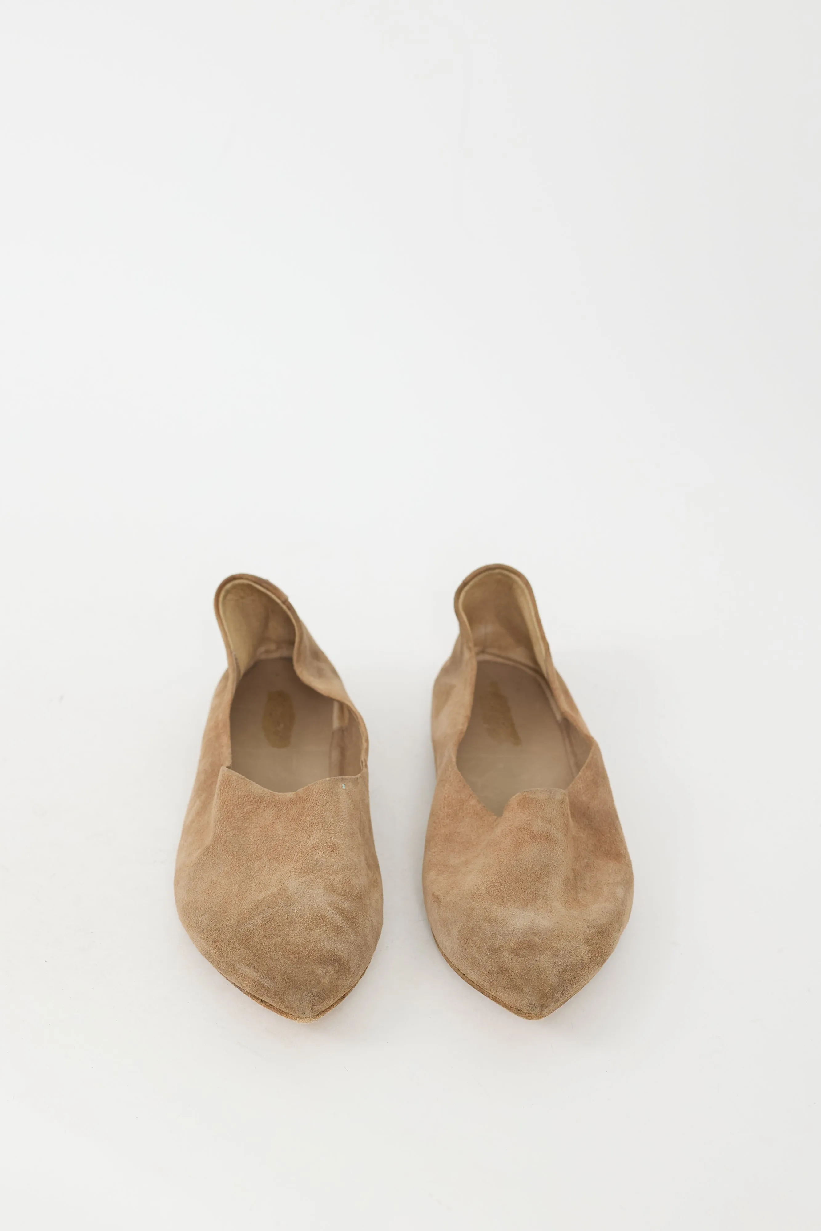 Beige Suede Coltellaccio Flat