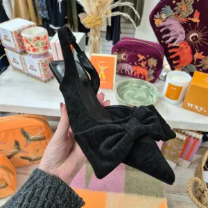 Black Bow Toe Kitten Heels