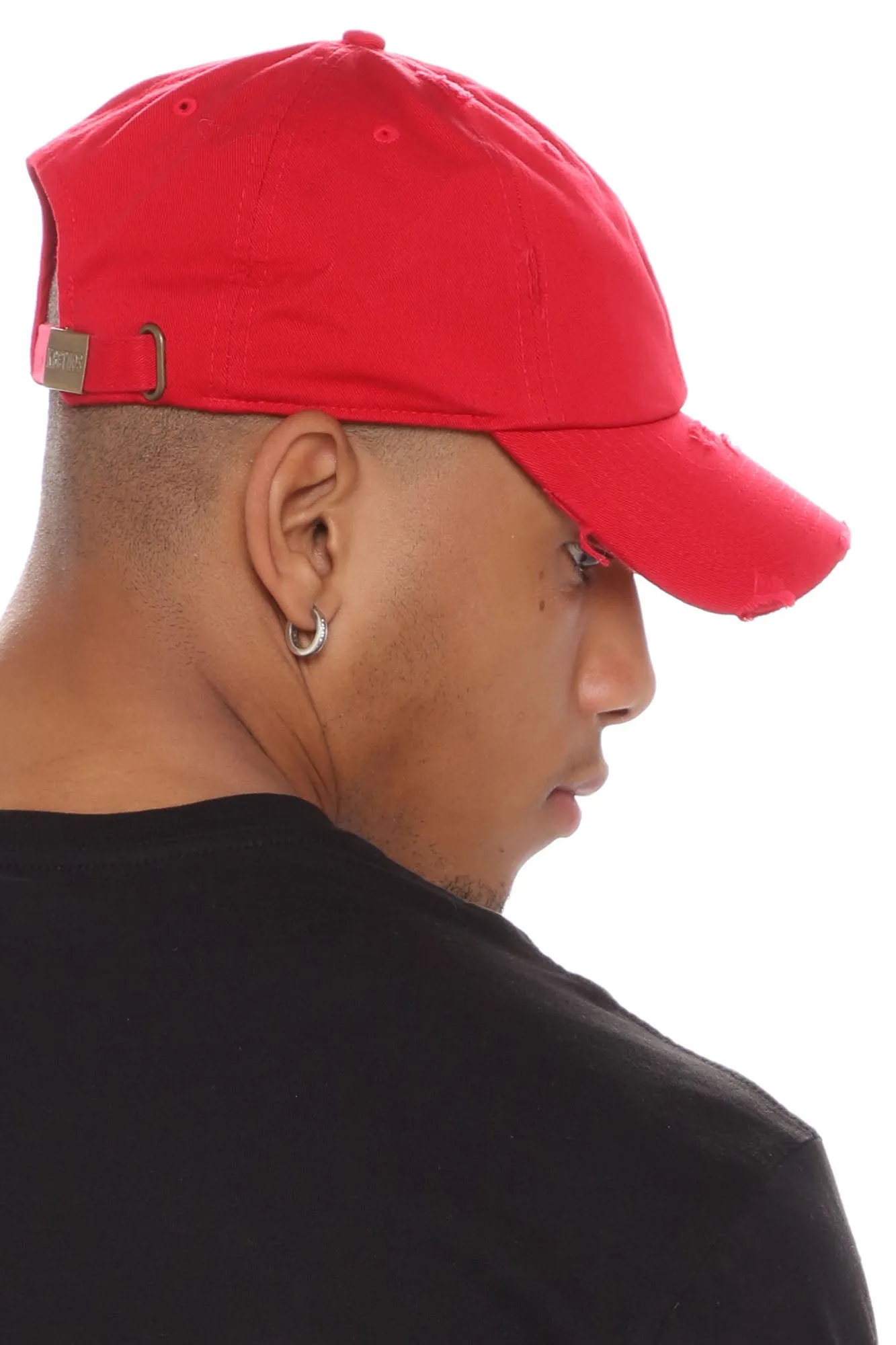 Bless Up Distressed Dad Hat - Red