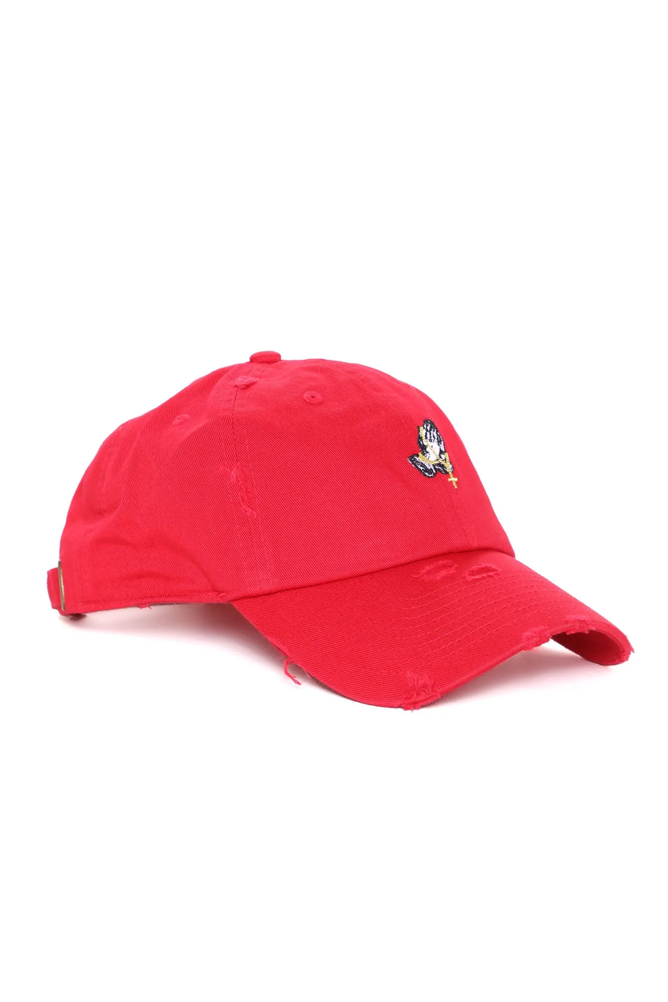 Bless Up Distressed Dad Hat - Red