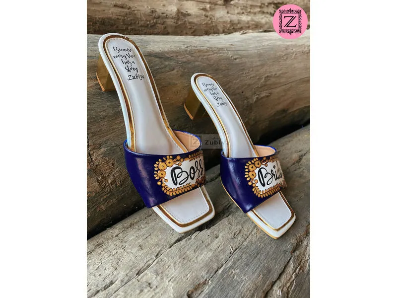 Blue Sq. Toe Kitten Heel