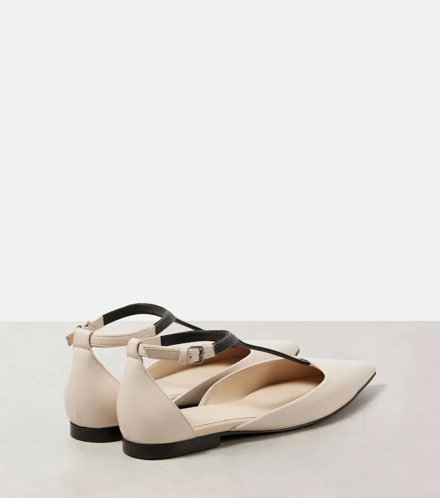 Brunello Cucinelli Monili leather flats