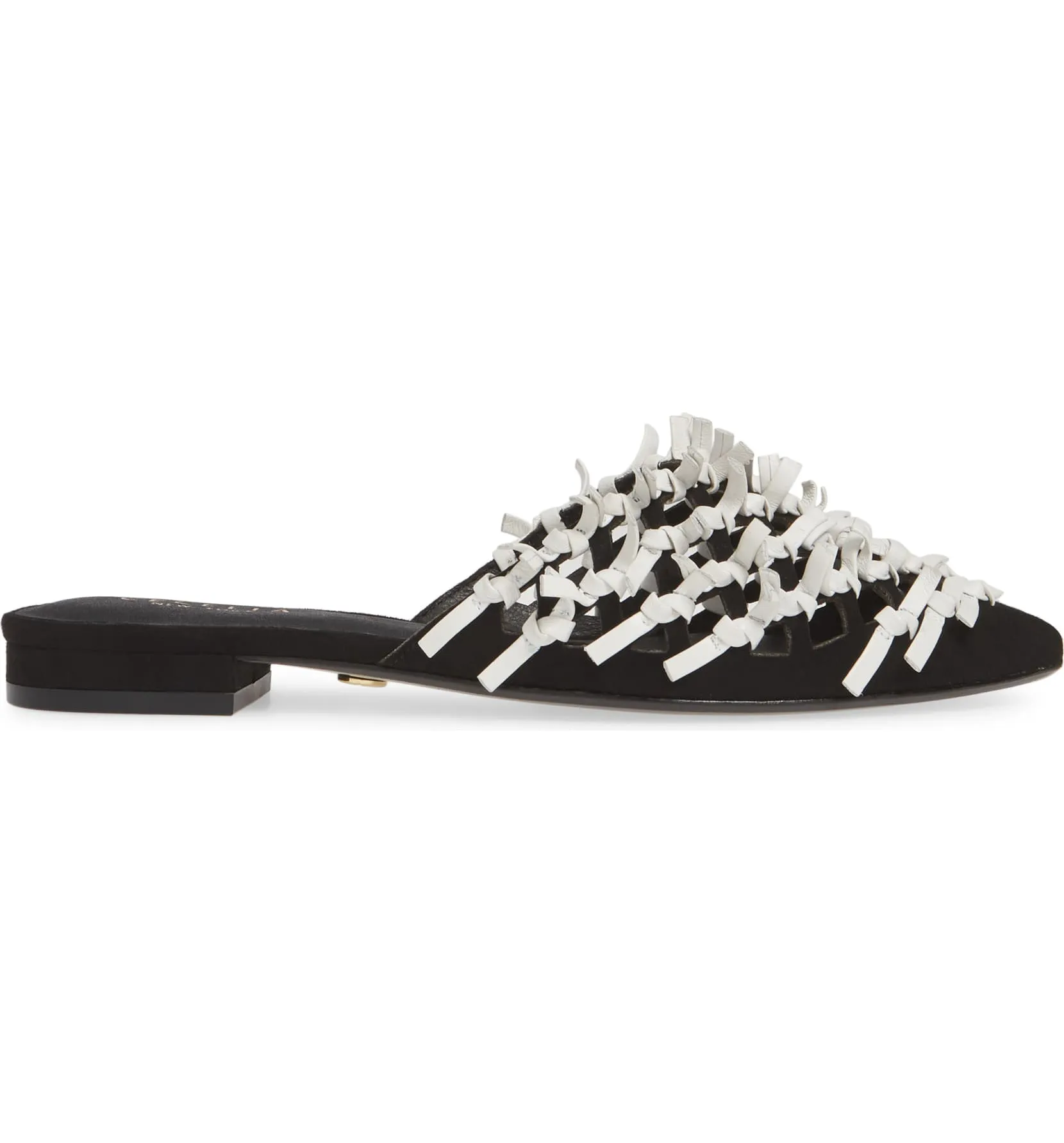 Cecelia New York Nox Knot Mule Black White Pointed Toe Flats Slide Sandals