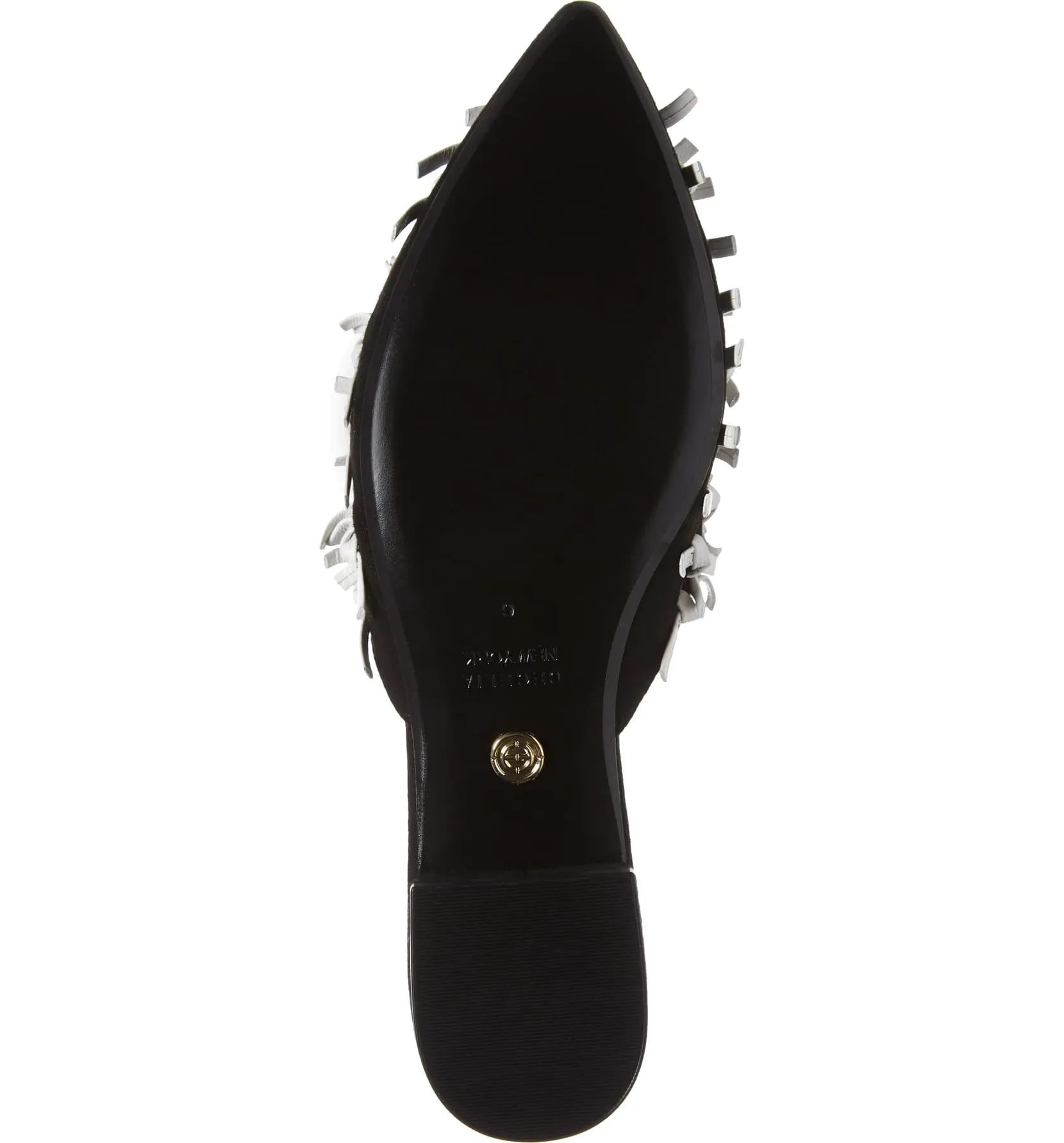 Cecelia New York Nox Knot Mule Black White Pointed Toe Flats Slide Sandals