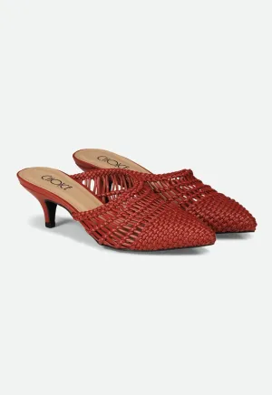 Choice Braided Pointed Mules Cherry