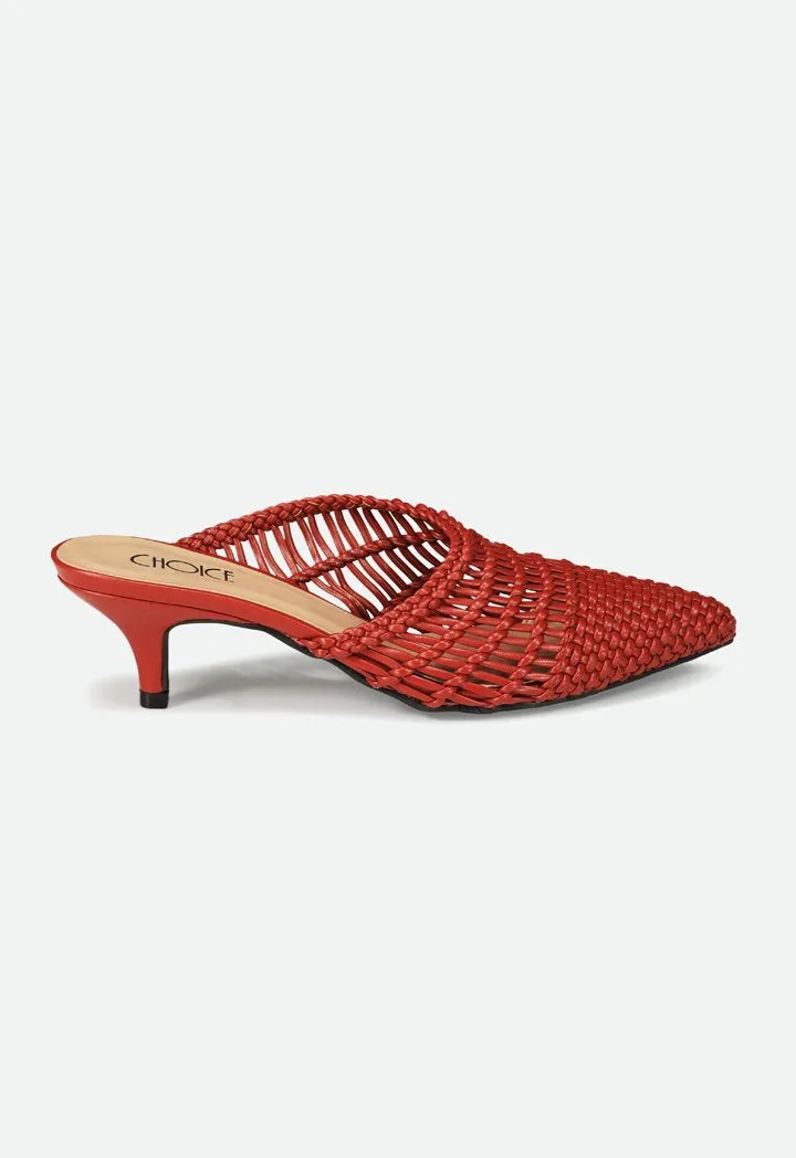 Choice Braided Pointed Mules Cherry