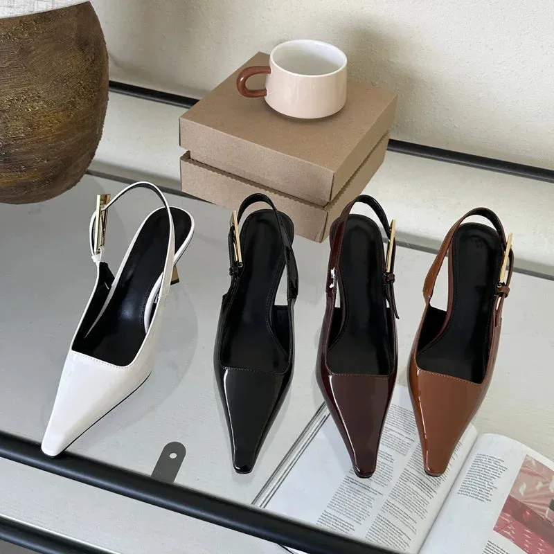 Eileen Pointed Toe Sling Back Kitten Heels