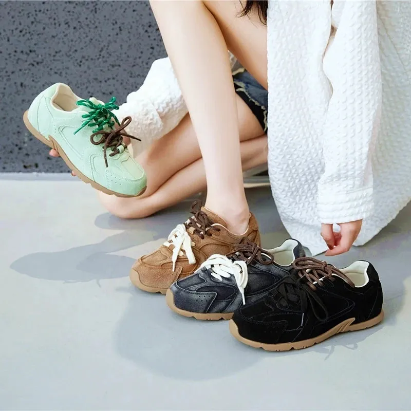 Ellka Suede Retro Multi-Color Lace Trainer Sneakers