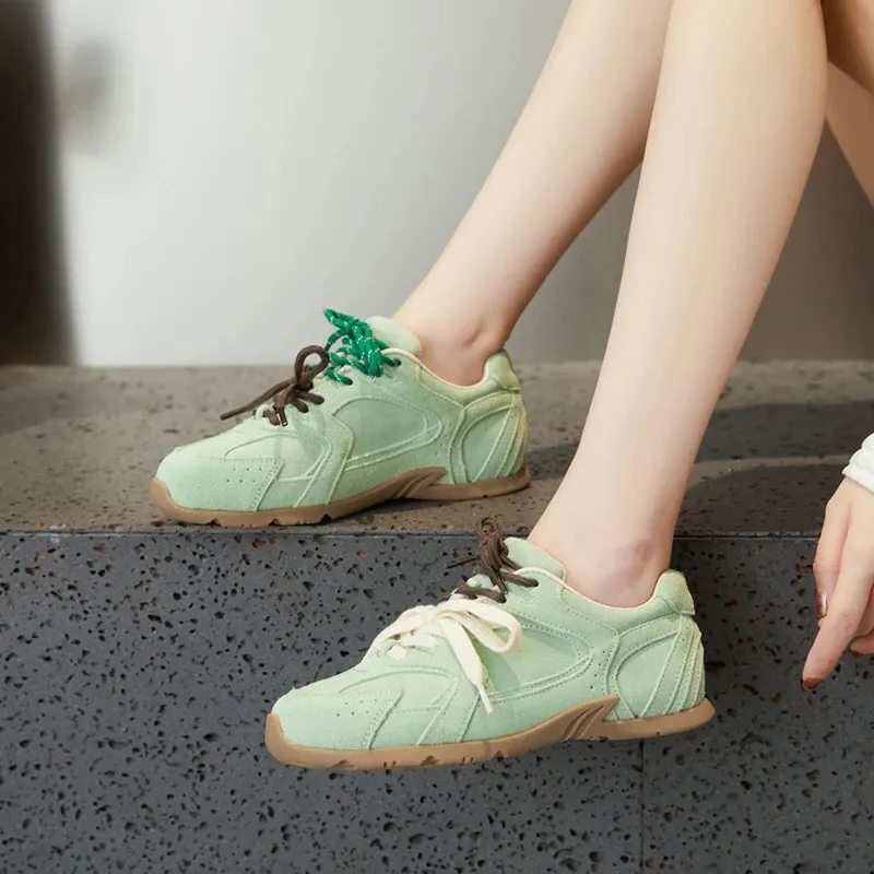 Ellka Suede Retro Multi-Color Lace Trainer Sneakers