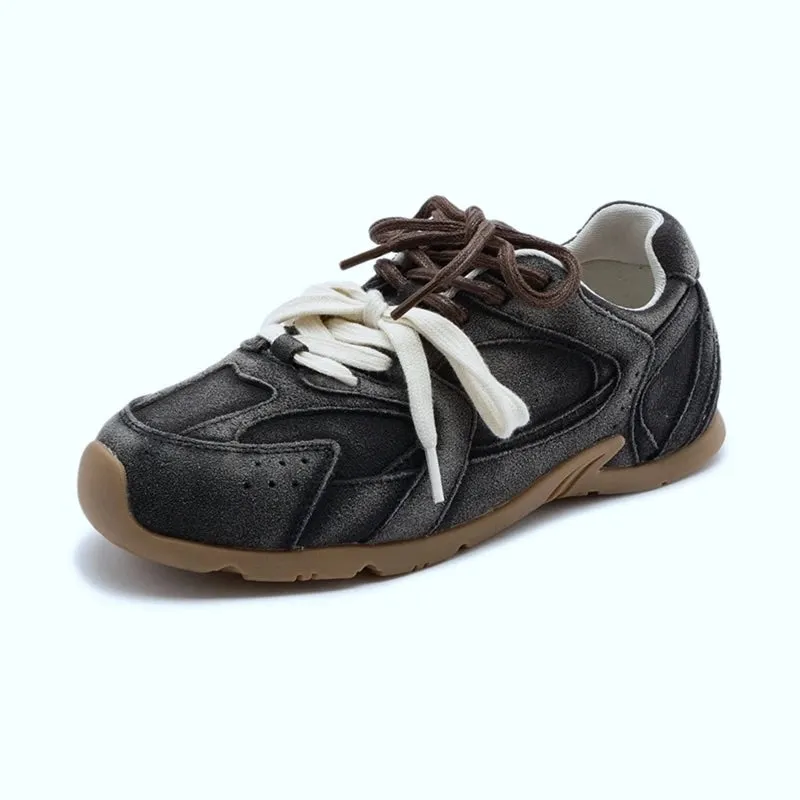 Ellka Suede Retro Multi-Color Lace Trainer Sneakers