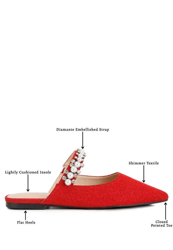 GEODE Size 5 Red Mary Jane Cutout Embellished Mules