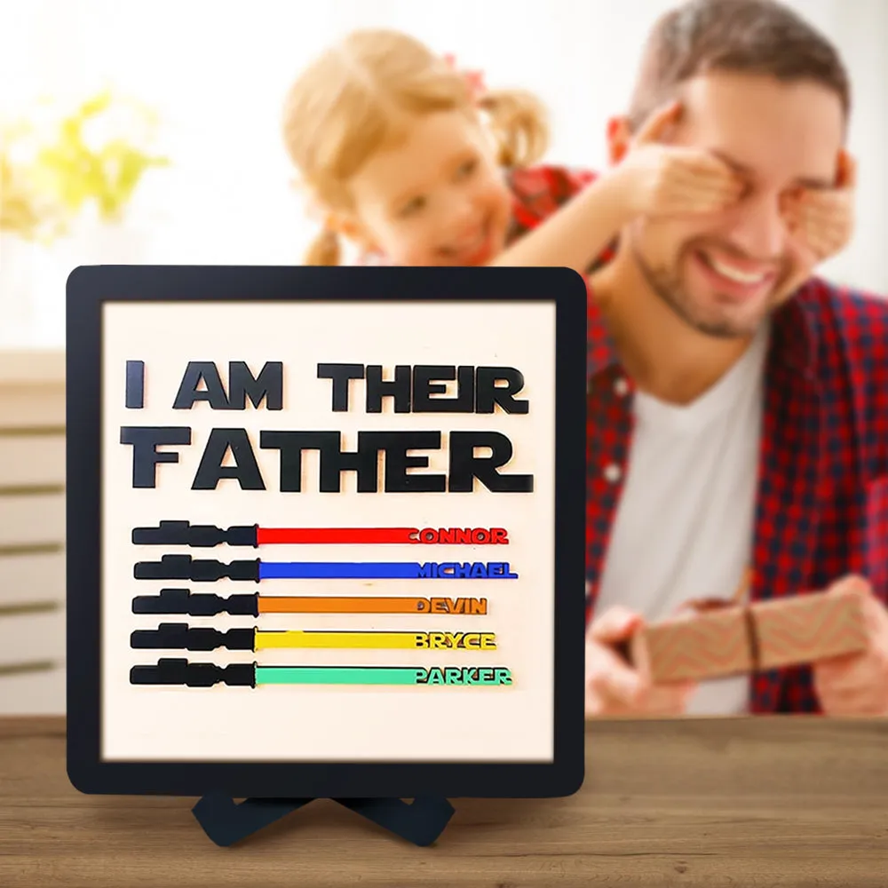 Gift For Dad Personalised Light Saber I Am Their Father Wooden Sign