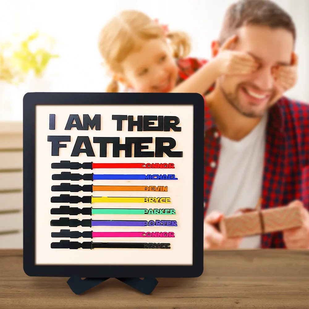 Gift For Dad Personalised Light Saber I Am Their Father Wooden Sign