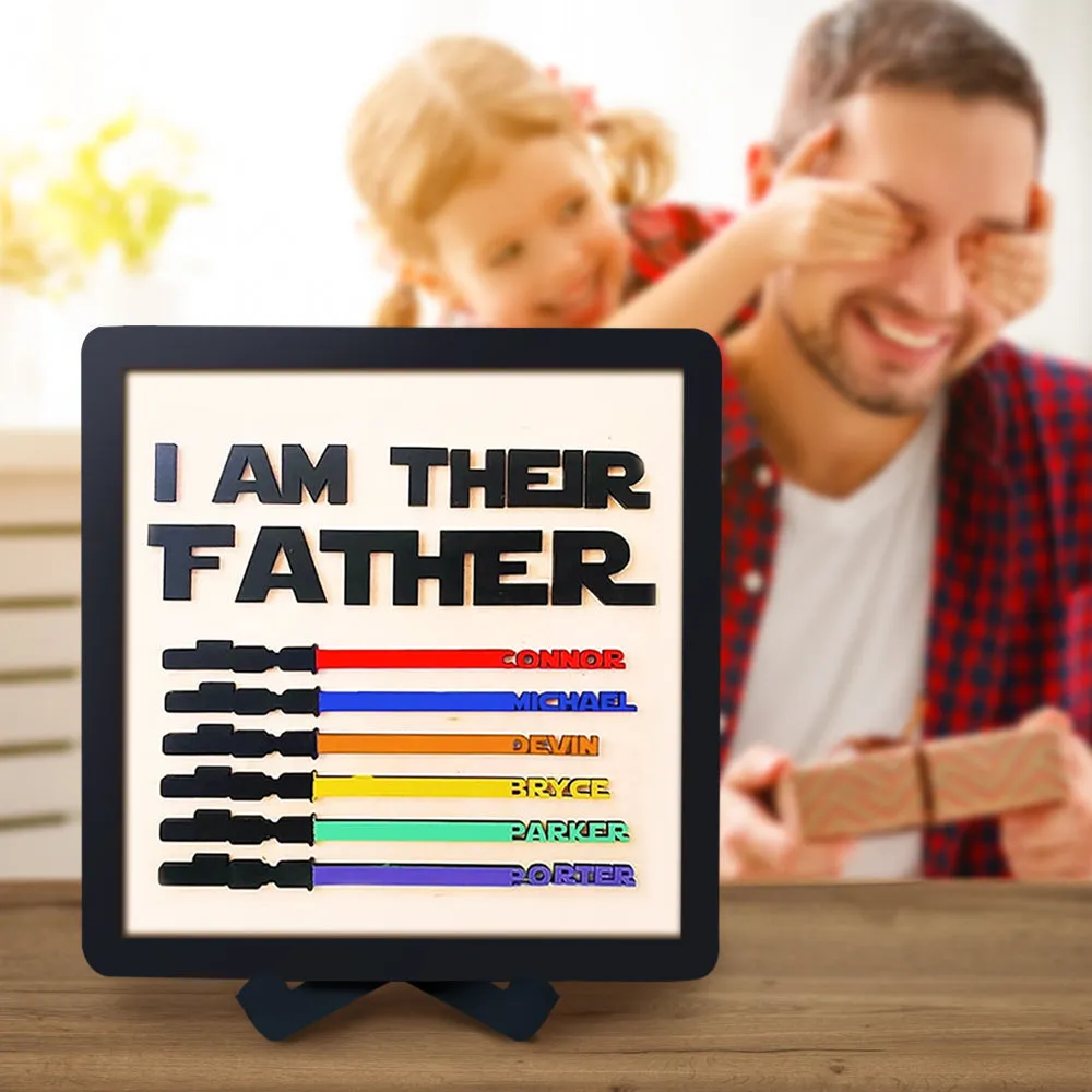 Gift For Dad Personalised Light Saber I Am Their Father Wooden Sign