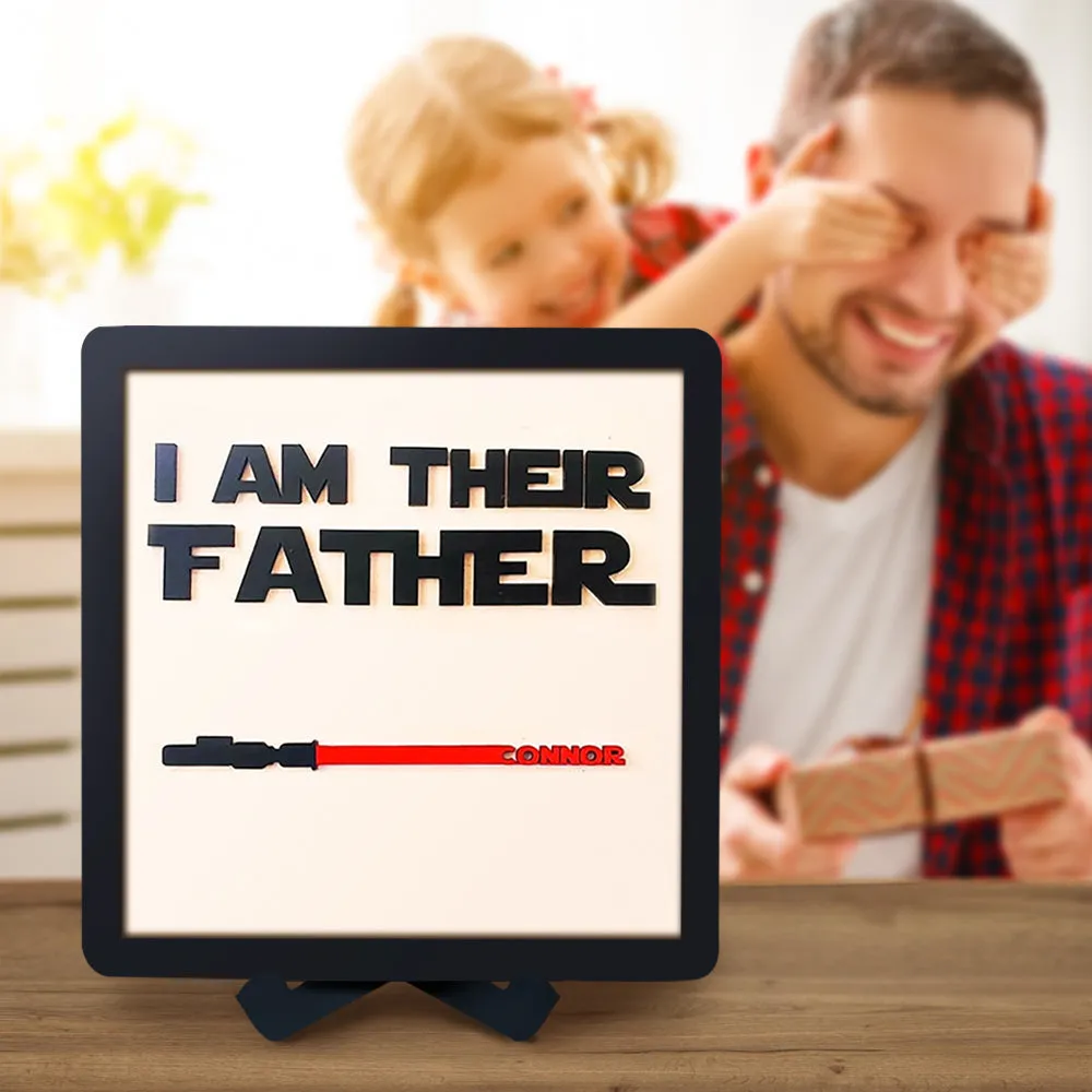 Gift For Dad Personalised Light Saber I Am Their Father Wooden Sign