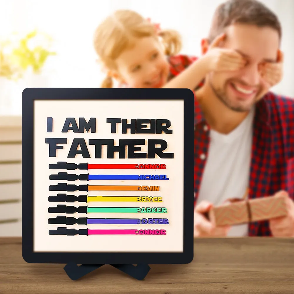 Gift For Dad Personalised Light Saber I Am Their Father Wooden Sign