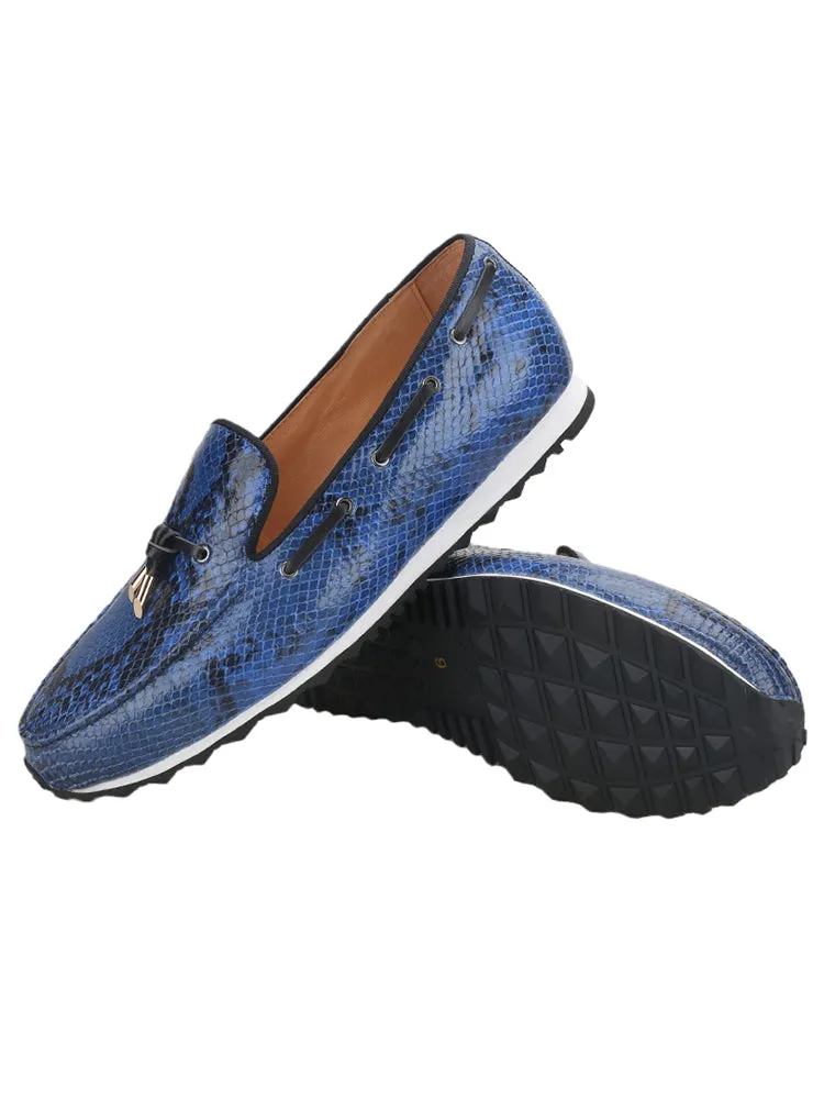Imported from Italy, snake-print first-layer cowhide men's dad shoes, European and American style metal tassel style fashionable casual shoes