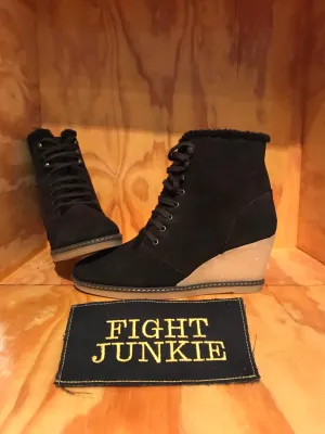 J CREW MACCALISTER Women's Size 8 Suede Wedge Shearling Boots
