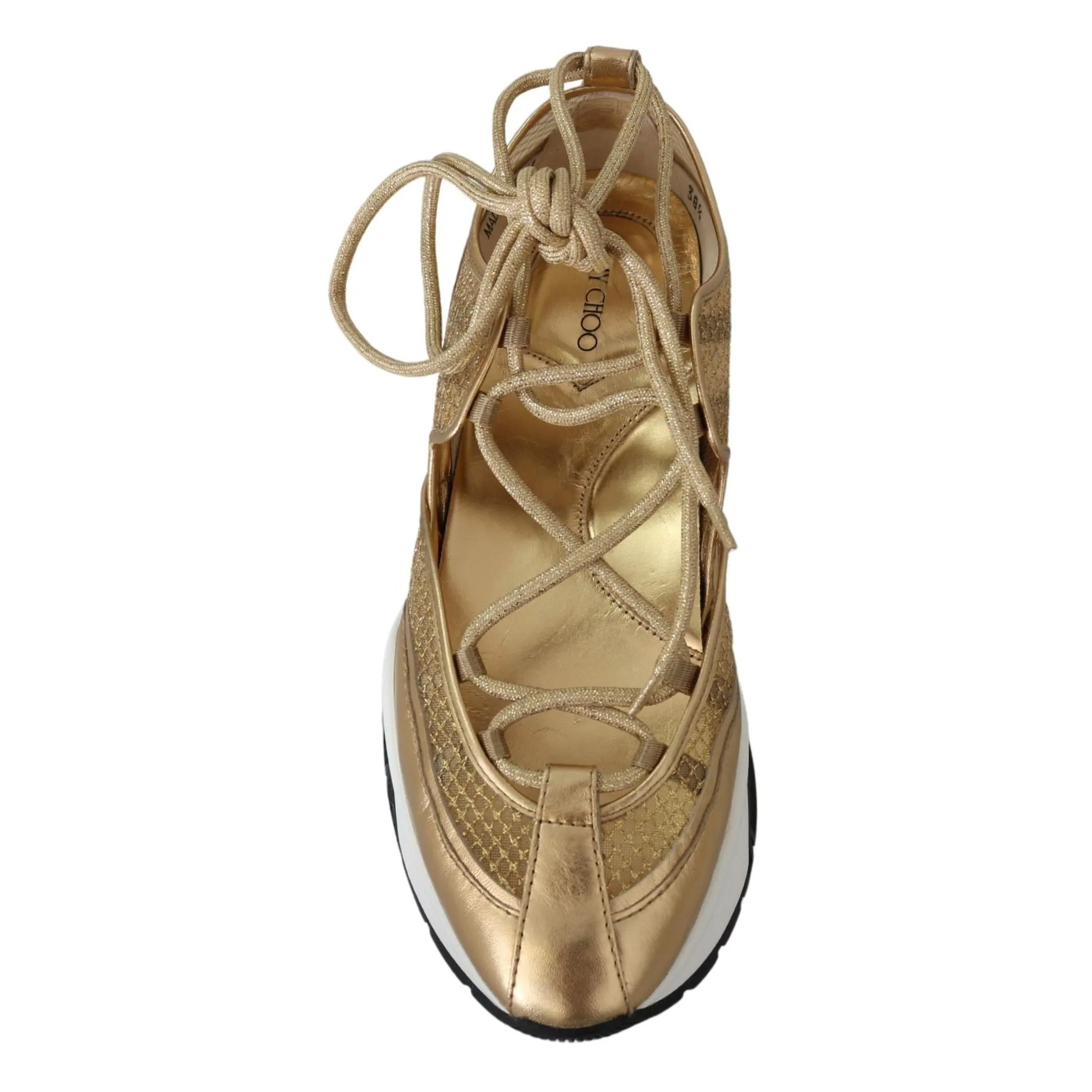 Jimmy Choo Golden Glamour Mesh Leather Sneakers