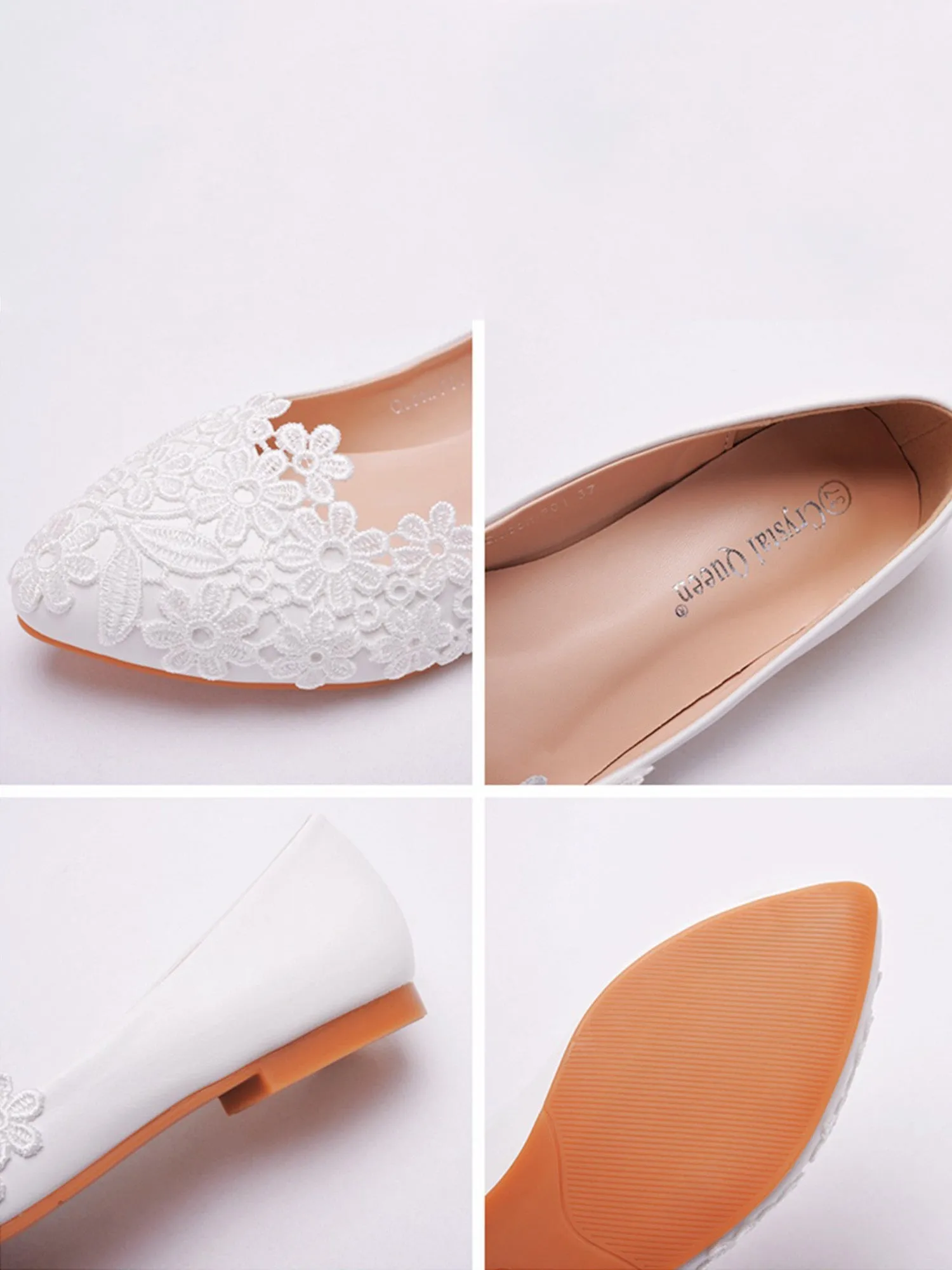 Lace Flat Heel Pointed Toe Wedding Flats Bridal Shoes