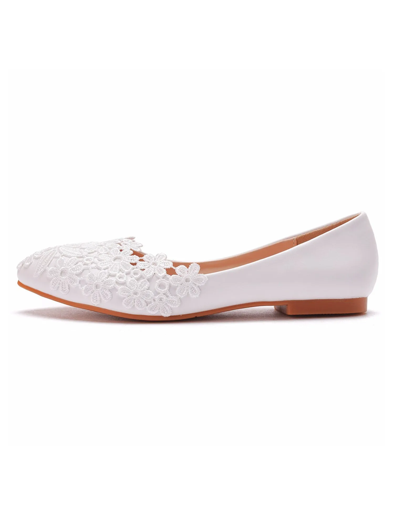 Lace Flat Heel Pointed Toe Wedding Flats Bridal Shoes