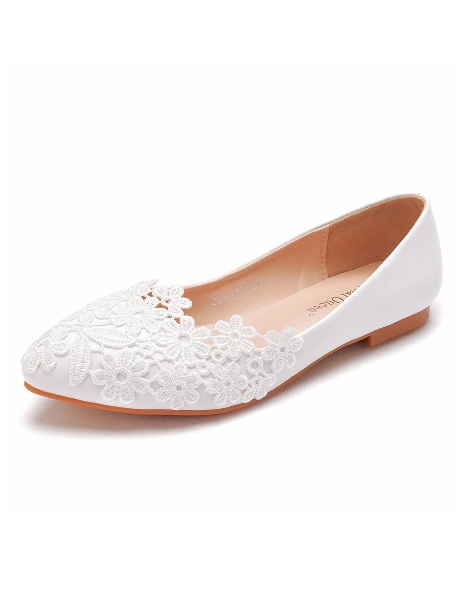 Lace Flat Heel Pointed Toe Wedding Flats Bridal Shoes